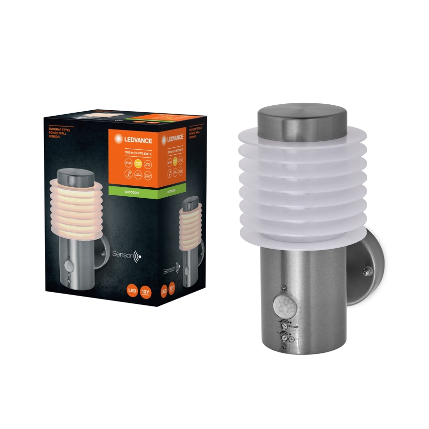 Ledvance - LED Вуличний настінний світильник з датчиком ENDURA RONDO LED/9,5W/230V IP44 хром