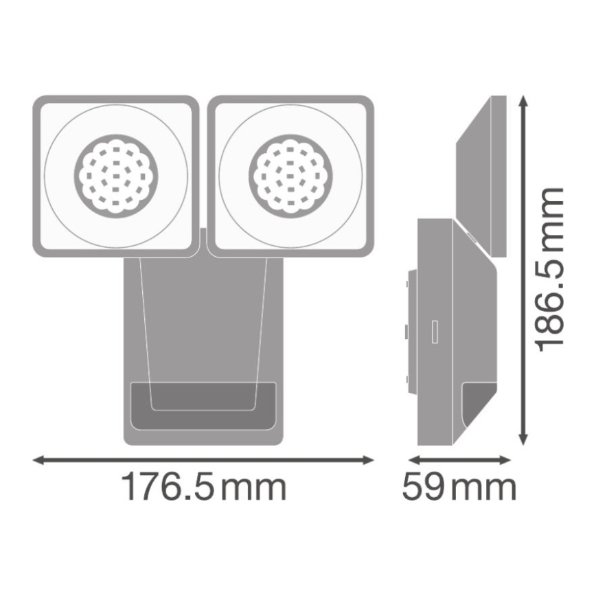 Ledvance - LED Вуличний настінний світильник з датчиком SPOT 2xLED/8W/230V IP55