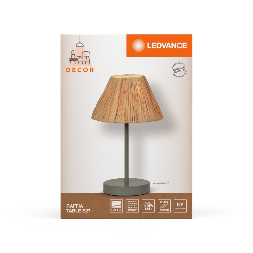 Ledvance - Настільна лампа DECOR RAFFIA 1xE27/15W/230V рафія