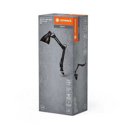 Ledvance - Настільна лампа з кріпленням OFFICE LINE 1xE27/11W/230V чорна