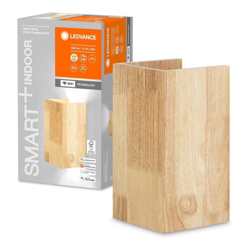 Ledvance - Настінний LED світильник з регулюванням яскравості SMART+ WOOD LED/12W/230V 3000-6500K Wi-Fi