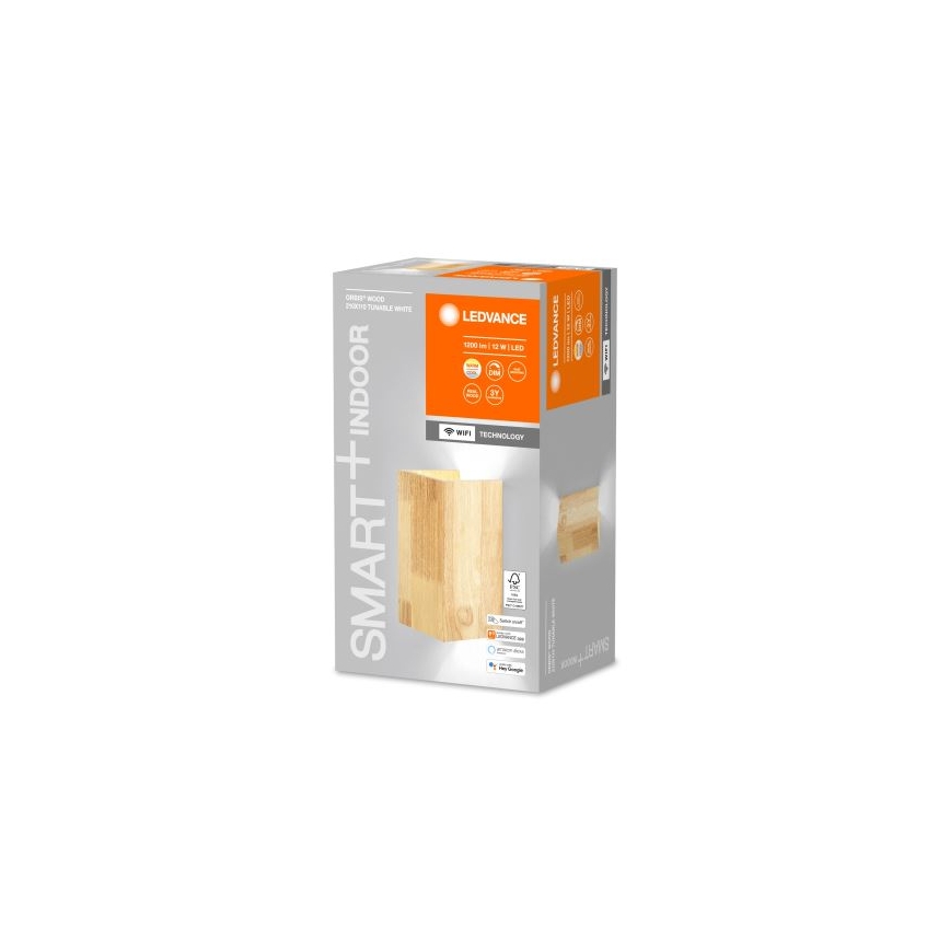 Ledvance - Настінний LED світильник з регулюванням яскравості SMART+ WOOD LED/12W/230V 3000-6500K Wi-Fi