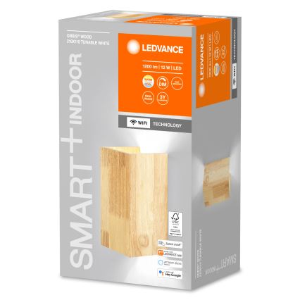 Ledvance - Настінний LED світильник з регулюванням яскравості SMART+ WOOD LED/12W/230V 3000-6500K Wi-Fi