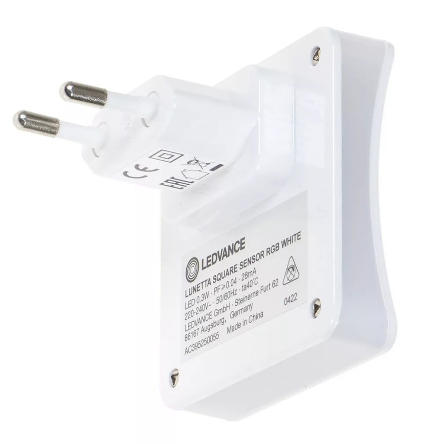 Ledvance - Навігаційний LED RGB світильник в розетку з датчиком LUNETTA LED/0,3W/230V