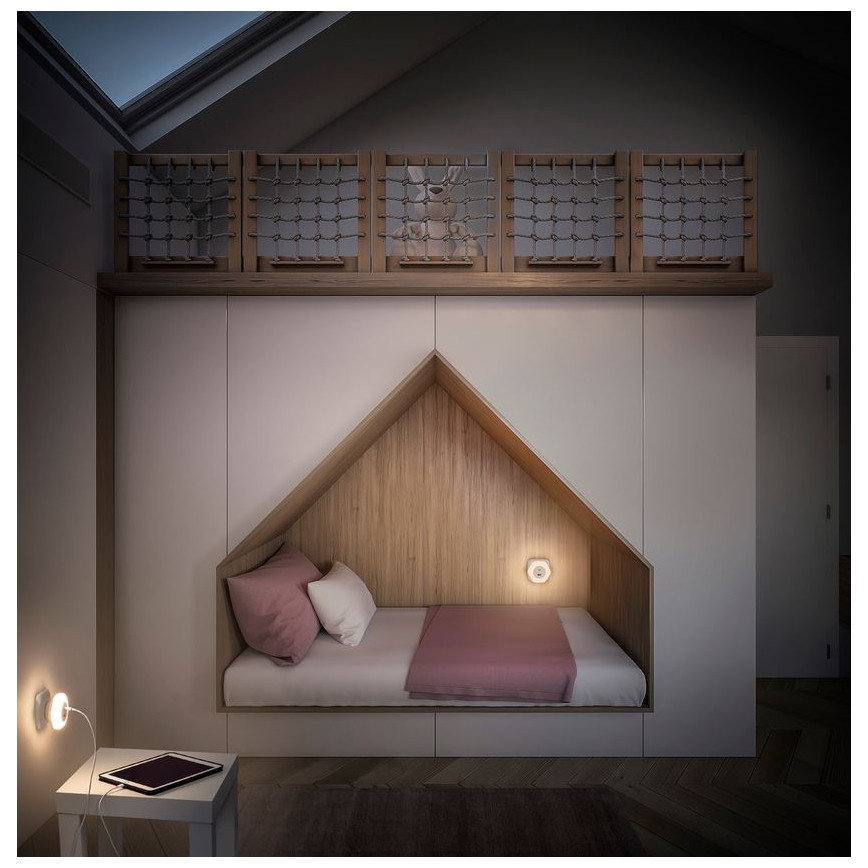 Ledvance - Навігаційний LED світильник в розетку з USB LUNETTA LED/15W/230V