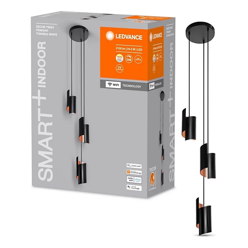 Ledvance - Підвісна LED люстра з регулюванням яскравості SMART+ DECOR 3xLED/8W/230V чорний Wi-Fi
