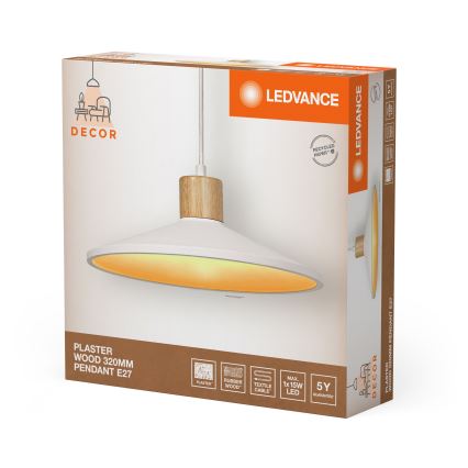 Ledvance - Підвісна люстра DECOR PLASTER 1xE27/25W/230V діаметр 32 см гіпс білий