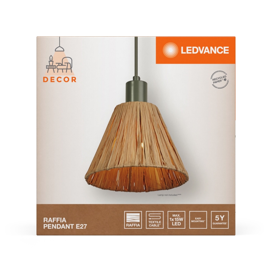 Ledvance - Підвісна люстра DECOR RAFFIA 1xE27/15W/230V рафія