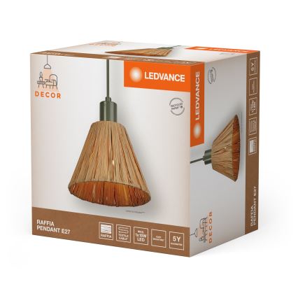 Ledvance - Підвісна люстра DECOR RAFFIA 1xE27/15W/230V рафія