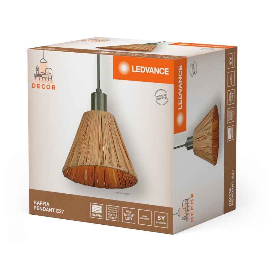 Ledvance - Підвісна люстра DECOR RAFFIA 1xE27/15W/230V рафія