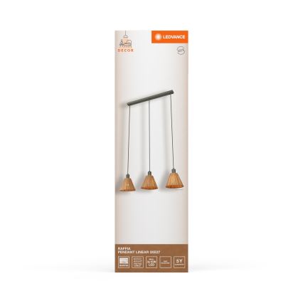Ledvance - Підвісна люстра DECOR RAFFIA 3xE27/15W/230V рафія