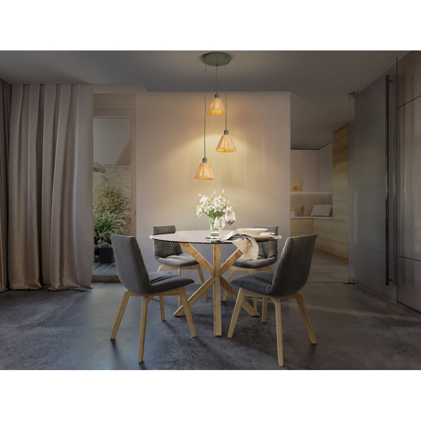Ledvance - Підвісна люстра DECOR RAFFIA 3xE27/15W/230V рафія