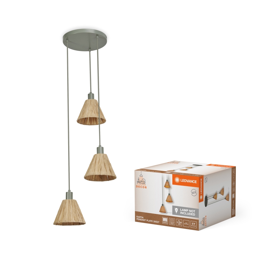 Ledvance - Підвісна люстра DECOR RAFFIA 3xE27/15W/230V рафія