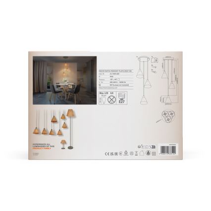 Ledvance - Підвісна люстра DECOR RAFFIA 3xE27/15W/230V рафія