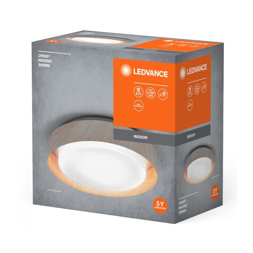 Ledvance - Потолочный светильник ORBIS MADRID 2xE27/10W/230V дерево