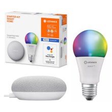 Ledvance - Розумна акустична система Google Nest Mini + LED RGBW Лампочка з регулюванням яскравості SMART+ A60 E27/60W/230V