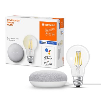 Ledvance - Розумна акустична система Google Nest Mini Wi-Fi + LED Лампочка з регулюванням яскравості SMART+ E27/6,5W/230V