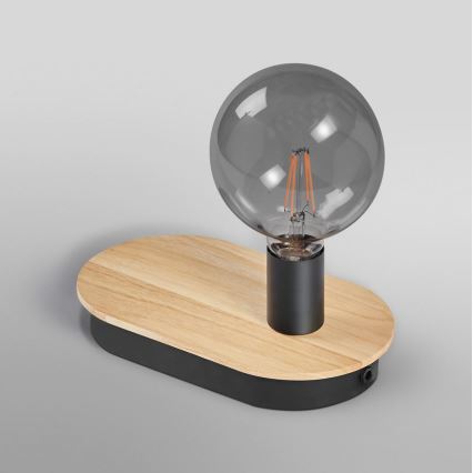 Ledvance - Сенсорна настільна лампа з USB-роз'ємом DECOR WOOD 1xE27/8W/230V каучукове дерево