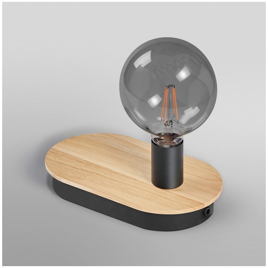 Ledvance - Сенсорна настільна лампа з USB-роз'ємом DECOR WOOD 1xE27/8W/230V каучукове дерево