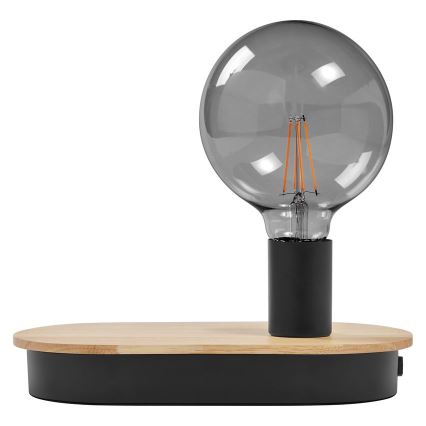 Ledvance - Сенсорна настільна лампа з USB-роз'ємом DECOR WOOD 1xE27/8W/230V каучукове дерево