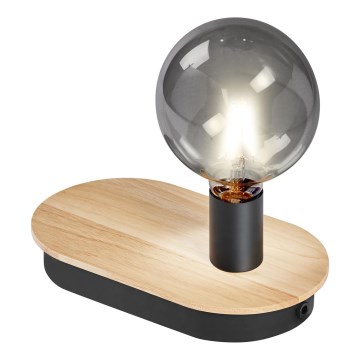 Ledvance - Сенсорна настільна лампа з USB-роз'ємом DECOR WOOD 1xE27/8W/230V каучукове дерево