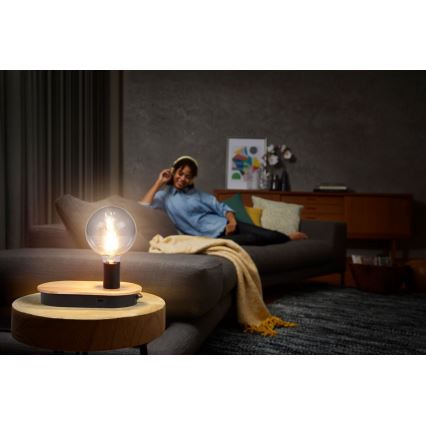 Ledvance - Сенсорная настольная лампа c USB разъемом DECOR WOOD 1xE27/8W/230V