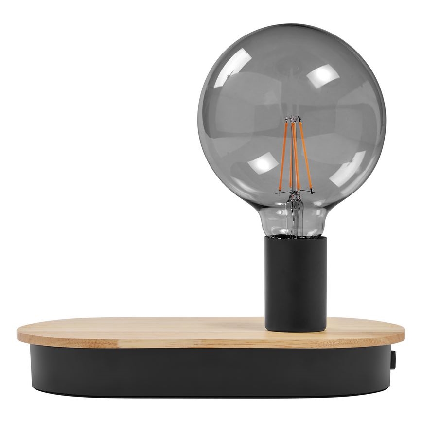 Ledvance - Сенсорная настольная лампа c USB разъемом DECOR WOOD 1xE27/8W/230V