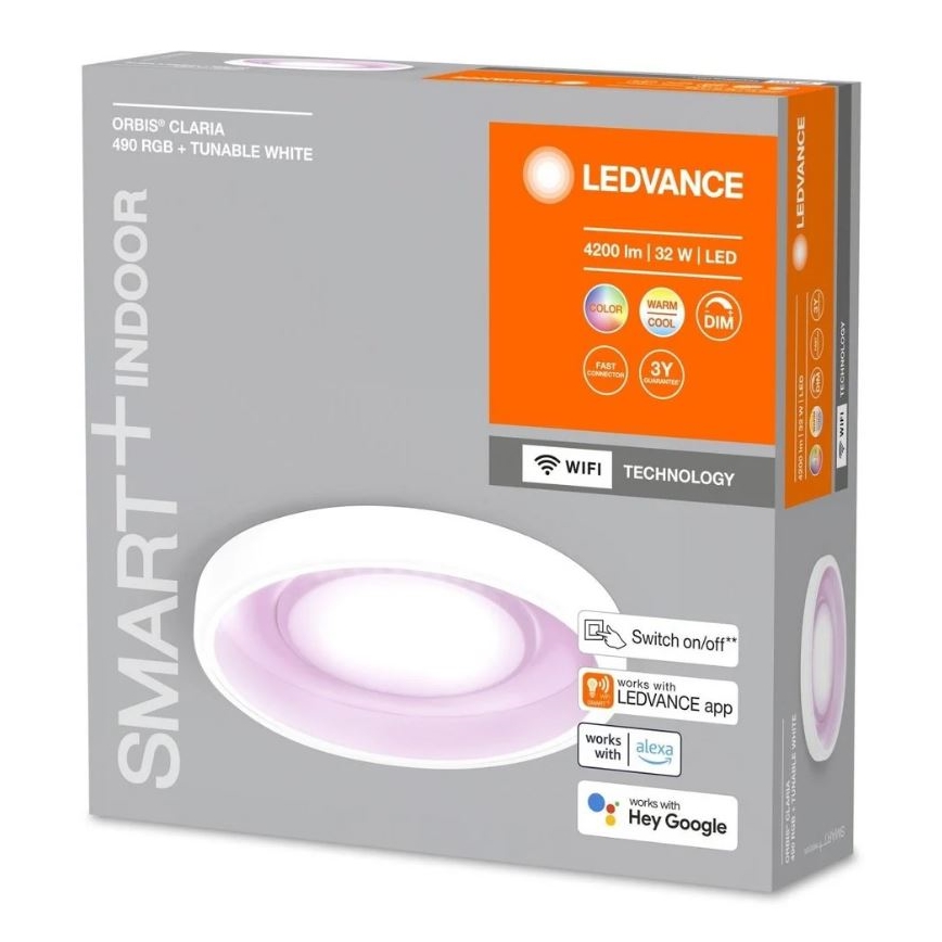 Ledvance- Стельовий LED RGBW світильник з регулюванням яскравості SMART+ CLARIA LED/32W/230V 2700-6500K Wi-Fi