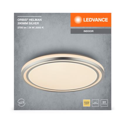 Ledvance - Стельовий LED світильник ORBIS HELMAN LED/24W/230V діаметр 39 см срібний