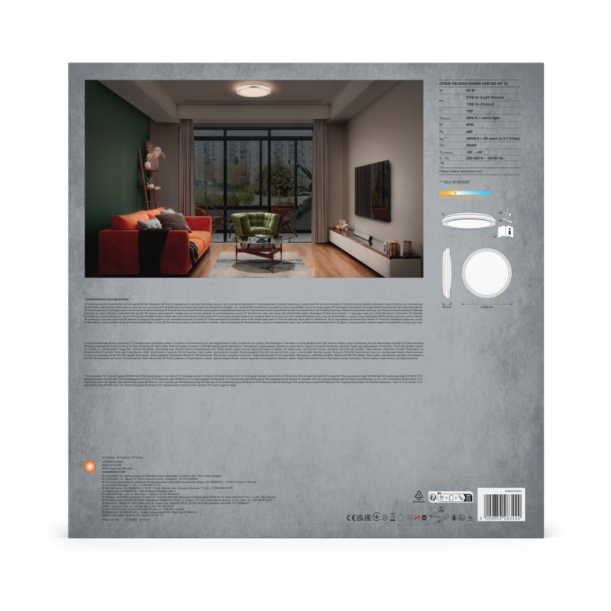 Ledvance - Стельовий LED світильник ORBIS HELMAN LED/24W/230V діаметр 39 см срібний