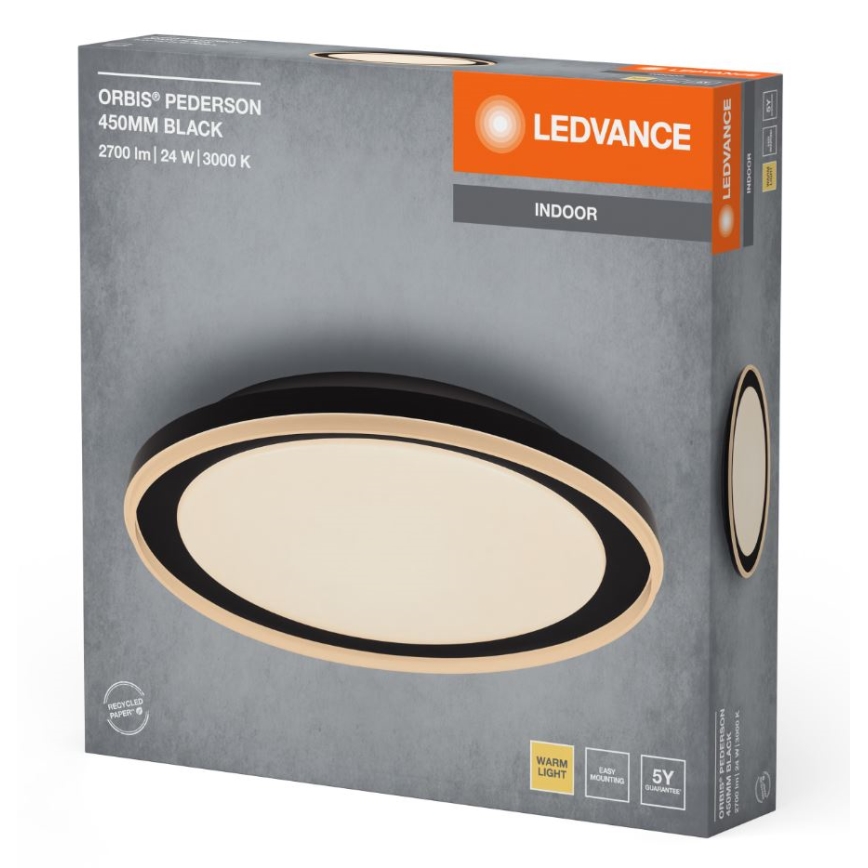 Ledvance - Стельовий LED світильник ORBIS PEDERSON LED/24W/230V діаметр 45 см чорний