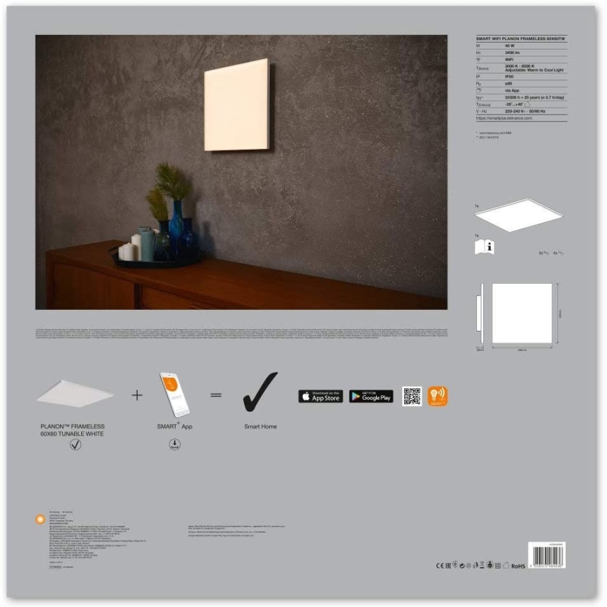 Ledvance - LED світильник з регулюванням яскравості SMART+ FRAMELESS LED/40W/230V 3000K-6500K Wi-Fi