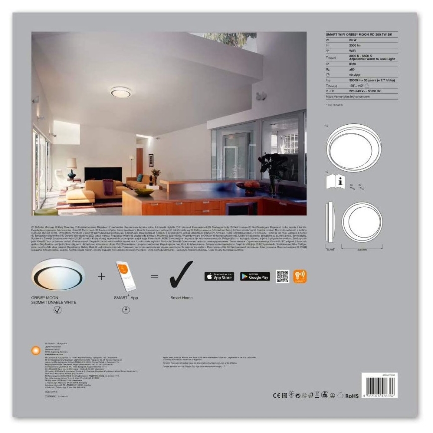 Ledvance - LED світильник з регулюванням яскравості SMART + MOON LED/24W/230V 3000K-6500K Wi-Fi