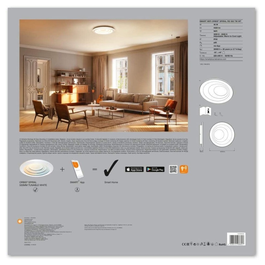 Ledvance - LED світильник з регулюванням яскравості SMART+ SPIRAL LED/24W/230V 3000K-6500K Wi-Fi