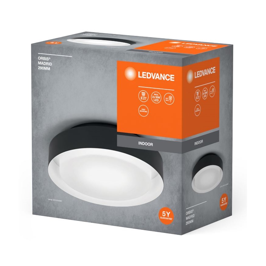 Ledvance - Стельовий світильник ORBIS MADRID 2xE27/10W/230V чорний