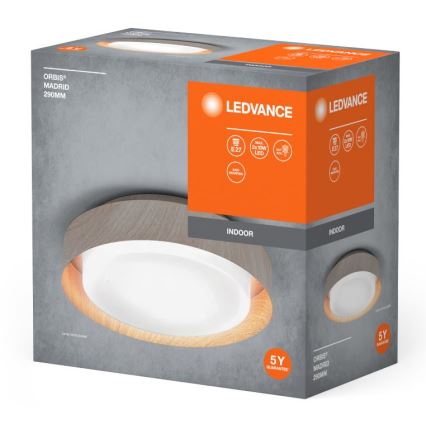 Ledvance - Стельовий світильник ORBIS MADRID 2xE27/10W/230V дерево