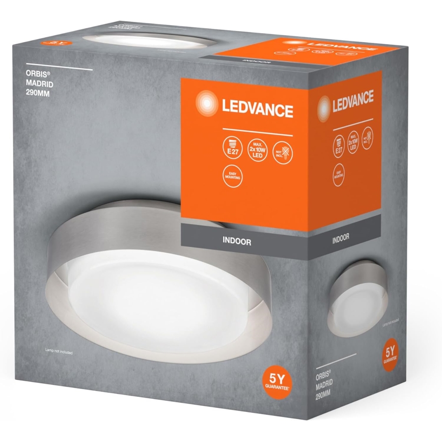 Ledvance - Стельовий світильник ORBIS MADRID 2xE27/10W/230V матовий хром