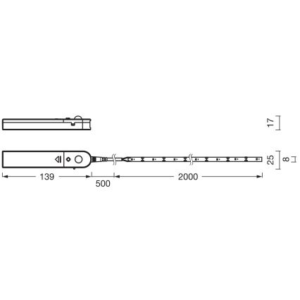 Ledvance - светодиодная лента с датчиком движения FLEX 2m LED/3,6 Вт/4xAA