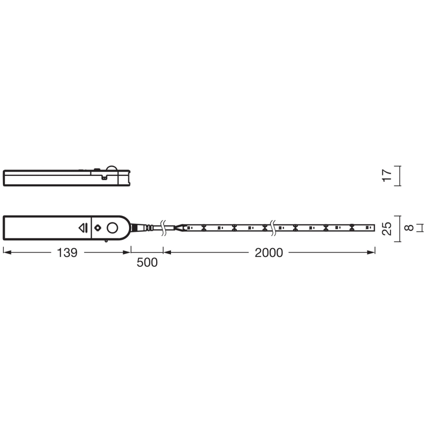 Ledvance - светодиодная лента с датчиком движения FLEX 2m LED/3,6 Вт/4xAA