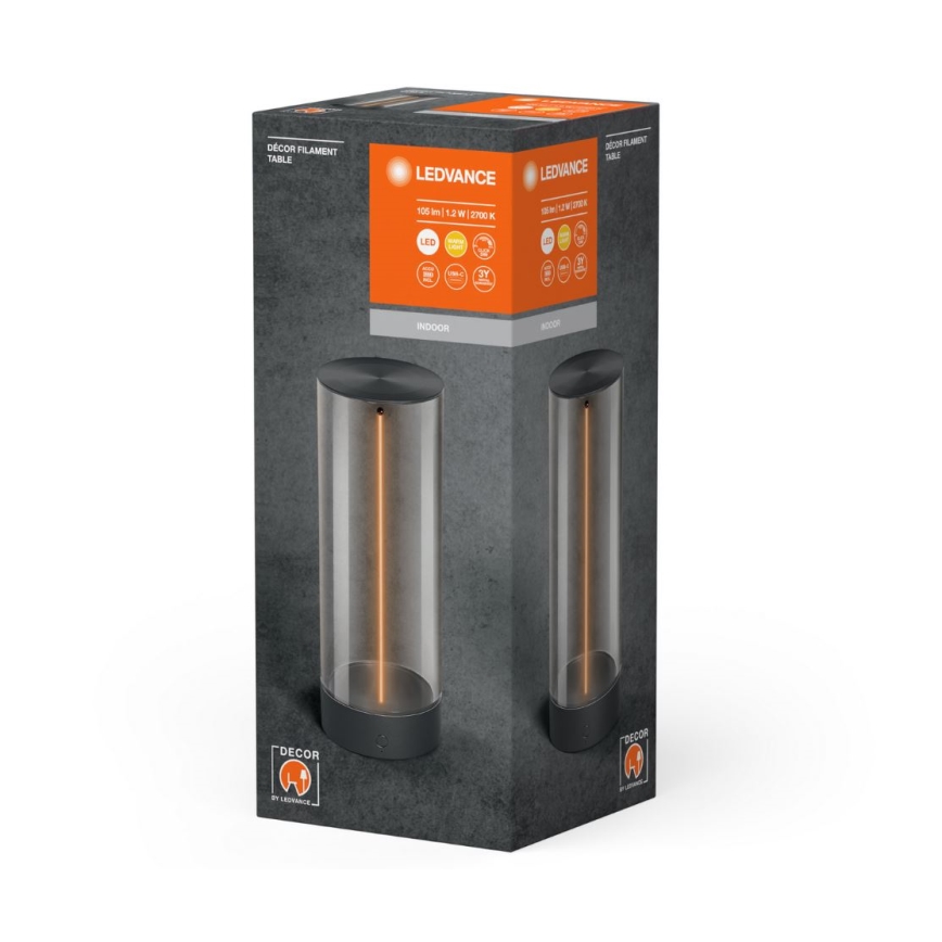 Ledvance - Светодиодная сенсорная настольная лампа с регулированием яркости DECOR FILAMENT LED/1,2W/5V 1000 mAh