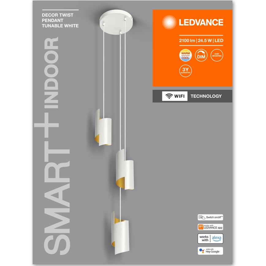 Ledvance - Светодиодная подвесная люстра с регулированием яркости SMART+ DECOR 3xLED/8W/230V белая Wi-Fi