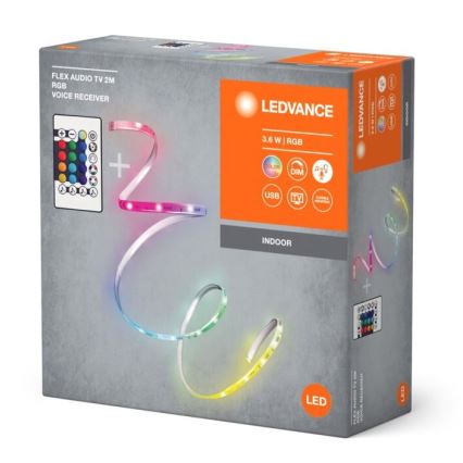 Ledvance - Светодиодная RGB-лента для ТВ с регулированием яркости FLEX AUDIO 2 м LED/3,6W/5V + дистанционное управление