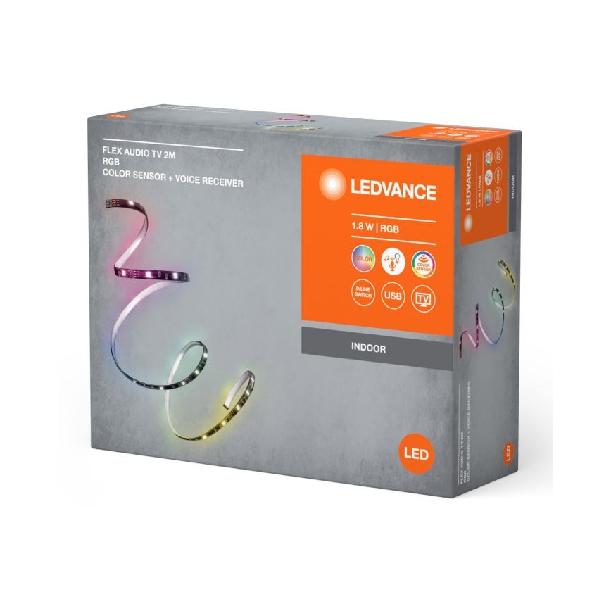 Ledvance - Светодиодная RGB-лента для ТВ с регулированием яркости и датчиком FLEX AUDIO 2 м LED/1,8W/5V