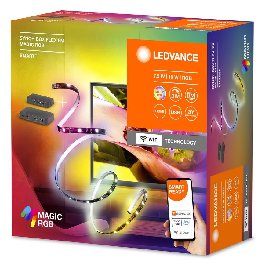 Ledvance - Светодиодная RGB-лента для ТВ с регулированием яркости SYNCH BOX FLEX SMART+ MAGIC 4,5 м LED/18W/230V Wi-Fi