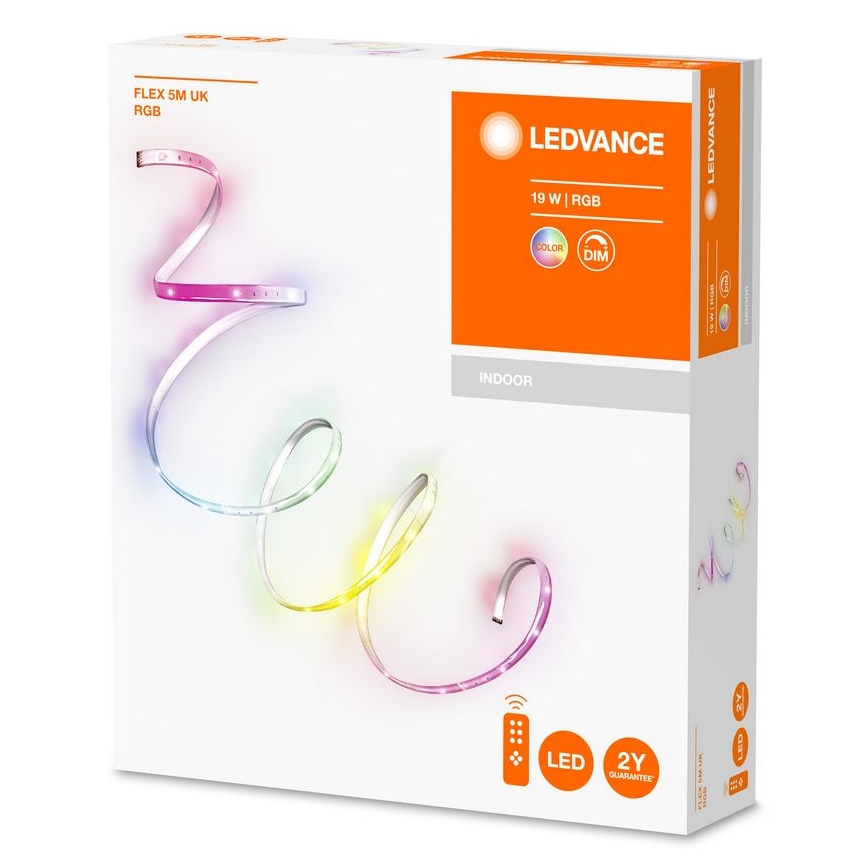 Ledvance - Светодиодная RGB-лента с регулированием яркости FLEX 5 м LED/19W/230V + дистанционное управление