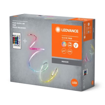Ledvance - Светодиодная RGB-лента с регулированием яркости FLEX AUDIO 3 м LED/12,5W/230V + дистанционное управление