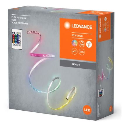 Ledvance - Светодиодная RGB-лента с регулированием яркости FLEX AUDIO 5 м LED/20W/230V + дистанционное управление