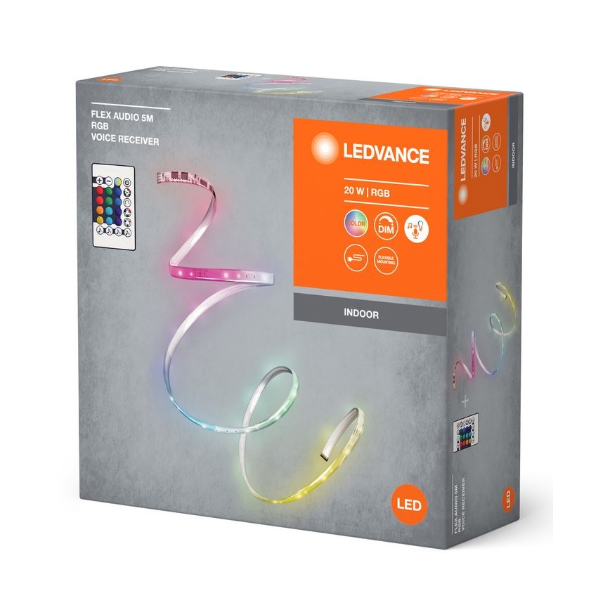 Ledvance - Светодиодная RGB-лента с регулированием яркости FLEX AUDIO 5 м LED/20W/230V + дистанционное управление