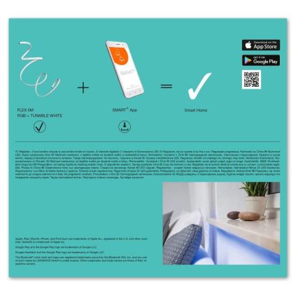 Ledvance - Светодиодная RGB+TW лента с регулированием яркости SMART+ FLEX 5 м LED/16W/230V 2700K-6500K Bluetooth