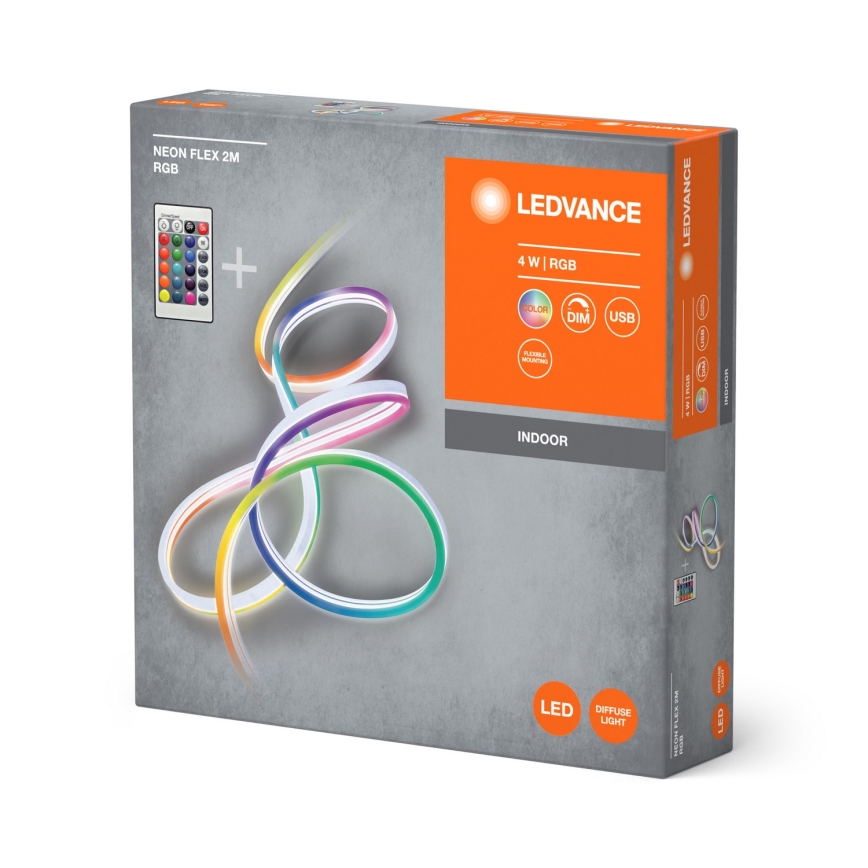 Ledvance - Светодиодная RGBW-лента с регулированием яркости NEON FLEX 2,1 м LED/4W/5V + дистанционное управление